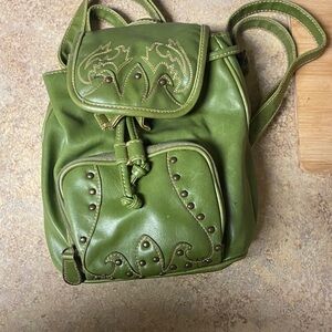 Green Leather Backpack